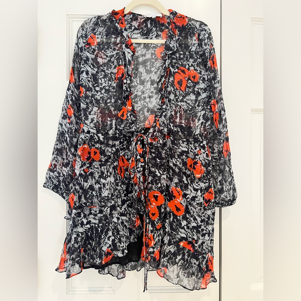 IRO Black and Red Floral Mini Dress